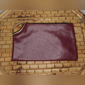 Vintage Burgundy Clutch with Gold Accent